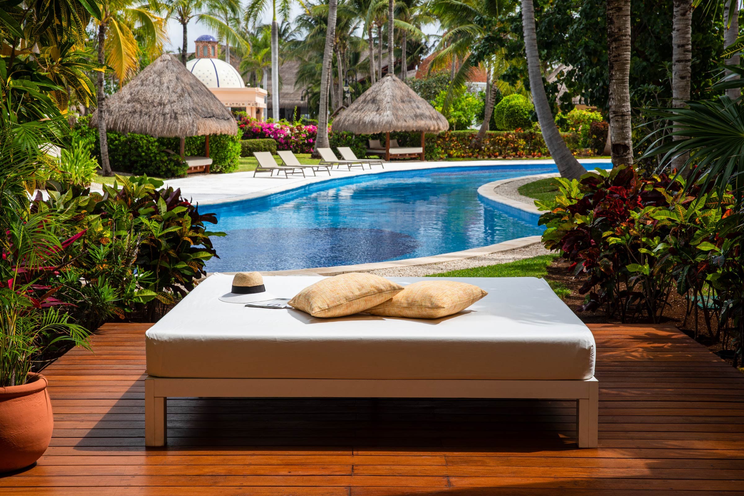 Swim-up suite with a pool view