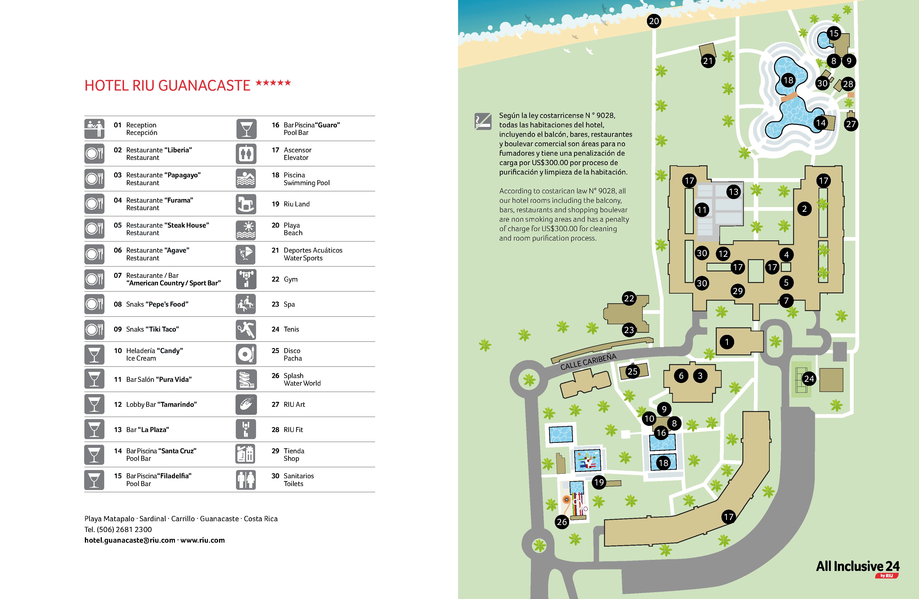 Map of Hotel Riu Guanacaste