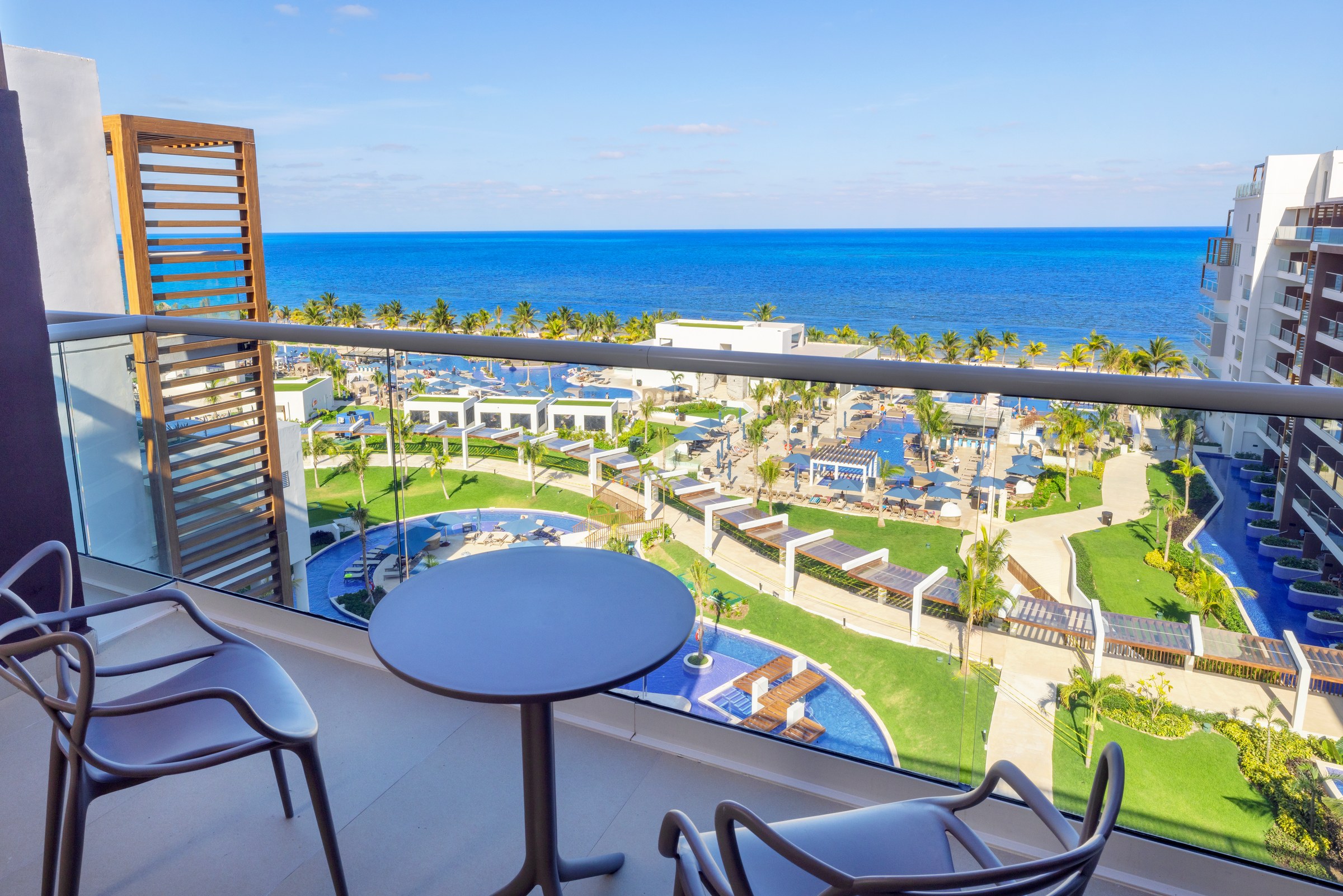 Ocean-front balcony view over the resort