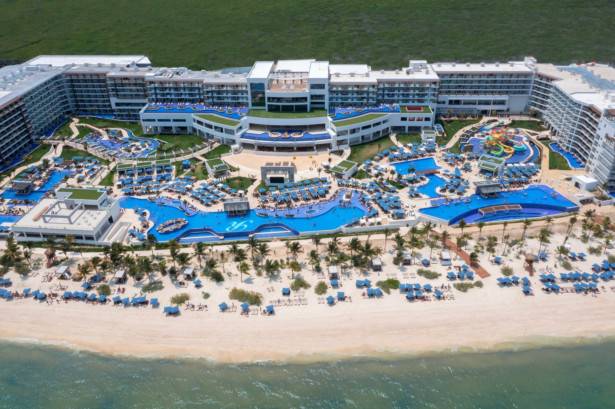 Aerial view of the resort and beach